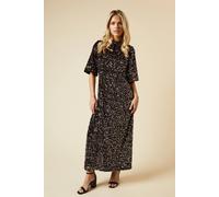 Womens Petite Velvet Sequin Midi Dress Bronze 6