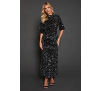 Dorothy Perkins Petite Velvet Sequin Midi Dress, 12, Silver