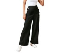 Dorothy Perkins Petite Military Button Detail Wide Leg Trouser, 10, Black