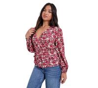 Dorothy Perkins Petite Wrap Front Frill Detail Printed Blouse, 12, Multi