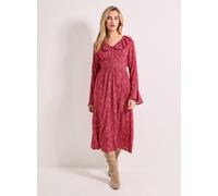 DOROTHY PERKINS Pink Animal Frill Neck Button Front Printed Midi Dress 12