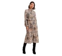 Dorothy Perkins Women's Pink Animal Shirred Bodice Frill Detail Midi Dress | Size: 12 Dorothy Perkins Animal 12