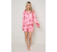 Dorothy Perkins Women's Valentines Pink Long Sleeve Bow Cuff Jersey Pyjama Set | Size: Medium Dorothy Perkins Pink M