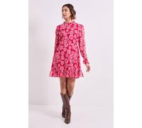 Dorothy Perkins Pink Daisy Frill Neck Printed Mini Tea Dress pink 16