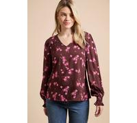 Dorothy Perkins Women's Pink Ditsy Frill Shoulder Shirred Cuff Top in Floral | Size: 18