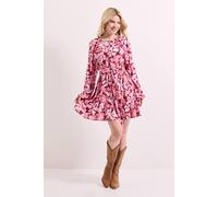 Dorothy Perkins Pink Floral Printed Blouson Sleeve Mini Dress pink 12