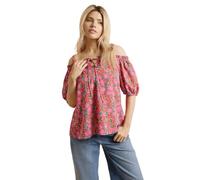 Dorothy Perkins Pink Floral Tie Front Cold Shoulder Long Sleeve Top, 12, Pink