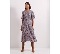 DOROTHY PERKINS Pink Floral Twist Front Angel Sleeve Midi Dress 10