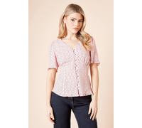 Dorothy Perkins Pink Spot Button Up Frill Detail Top pink 14