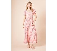 Dorothy Perkins Pink Tiered Puff Sleeve Twist Front Maxi Dress pink 14