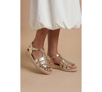Dorothy Perkins Women's Piper Gladiator Espadrille Flats in Gold | Size: 5