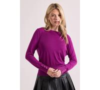 Dorothy Perkins Plum Crew Neck Button Cuff Jumper plum L