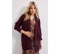 Dorothy Perkins Plum Longline Cable Knitted Cardigan plum XL