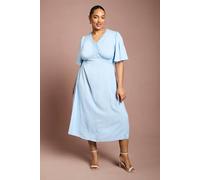 Dorothy Perkins Women's Plus Angel Sleeve Lace Trim Midi Dress in Blue | Size: 24 Dorothy Perkins Blue 24