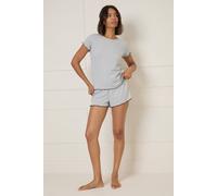 Dorothy Perkins Women's Pointelle Jersey Short Set in Grey | Size: XL Dorothy Perkins Grey XL