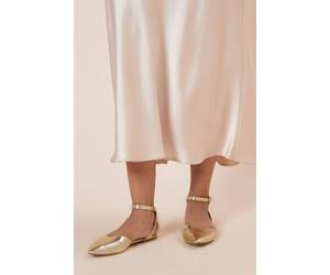 Dorothy Perkins Poppy Pointed Ankle Strap Ballet Pumps In Gold gold 3