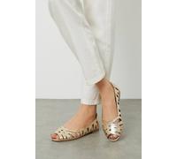 Dorothy Perkins Womens Flats Gold Peep Toe Ballet Laser Cut Slip On Comfort