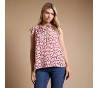 Dorothy Perkins Printed Lace Trim 100% Viscose Top BLUE SIZE 10