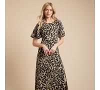 Dorothy Perkins Printed Leopard Jersey Dress with Angel Sleeve Stan... LEOPARD SIZE 10