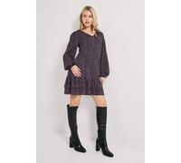 Dorothy Perkins Purple Spot Collar Detail Blouson Sleeve Tiered Mini Dress purple 18