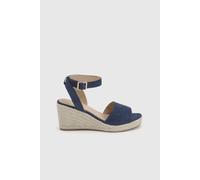 Dorothy Perkins Rebekah Faux Suede Peep Toe Espadrille Wedge Sandals In Navy navy