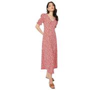 Dorothy Perkins Red Ditsy V Neck Short Sleeve Jersey Midi Dress, 10, red