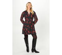 Dorothy Perkins Red Floral Spot Chiffon Lace Insert Long Sleeve Mini Dress floral 10