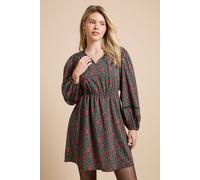 Dorothy Perkins Red Rose Lace Insert Yoke Tie Detail Mini Dress In Floral floral
