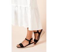 Dorothy Perkins Regina High Espadrille Square Toe Wedge Sandals In Natural Black natural black 7