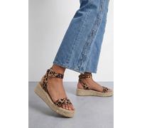 Dorothy Perkins Women's Riva Faux Suede Leopard Ankle Strap Medium Espadrille Wedge Sandals | Size: 8 Dorothy Perkins Leopard 8