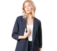 Womens Ruched Sleeve Blazer Navy 8