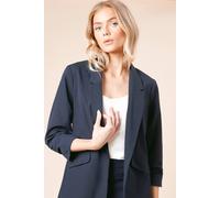 Womens Ruched Sleeve Blazer Navy 14
