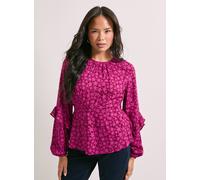 DOROTHY PERKINS Ruffle Blouson Sleeve Empire Seam Blouse Berry Pink 14