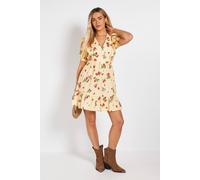 Dorothy Perkins Ruffle Shoulder Puff Sleeve Poplin Mini Dress In Yellow yellow