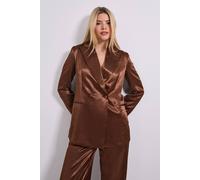 Dorothy Perkins Satin Double Breasted Blazer In Chocolate chocolate
