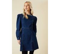 Dorothy Perkins Seam Front Mini Denim Dress In Dark Wash dark wash 14