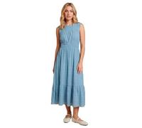 Dorothy Perkins Shaped Shirred Bodice Midi Dress, 12, Denim-Blue