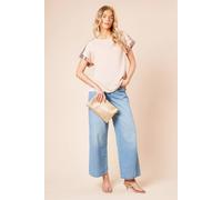 Dorothy Perkins Women's Short Sleeve T-Shirt Sequin Blouse in Blush | Size: 16 Dorothy Perkins Blush 16