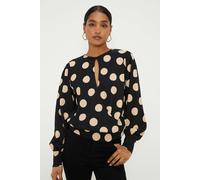 Spot Key Hole Wrap Long Sleeve Top Dorothy Perkins Mono S