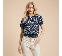 Dorothy Perkins Spot Print 100% Viscose Puff Sleeve Top BLUE SIZE 10