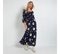 Dorothy Perkins Square Neck Blouson Sleeve Tiered Maxi Dress BLUE SPOT SIZE 10