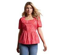 Dorothy Perkins Square Neck Ruffle Peplum Printed Top, 14, Zebra