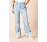 Dorothy Perkins Straight Jean with Turn Up, 10, Light wash