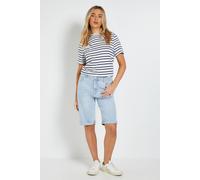 Dorothy Perkins Stretch Denim Turn Up Shorts In Light Wash light wash