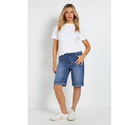 Dorothy Perkins Stretch Denim Turn Up Shorts In Mid Wash mid wash