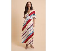 Dorothy Perkins Stripe Cape Sleeve Plunge V Neck Maxi Dress multi