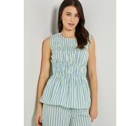 Dorothy Perkins Women's Stripe Frill Detail Peplum Printed Shell Top | Size: 18