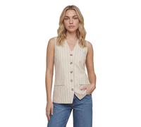 Dorothy Perkins Stripe Linen Look Button Up Waistcoat, 16, Natural