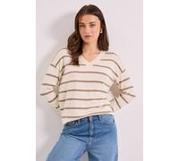 Dorothy Perkins Stripe V Neck Button Cuff Jumper stripe L