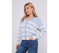 Dorothy Perkins Stripe V Neck Knit Cardigan In Pale Blue pale blue L